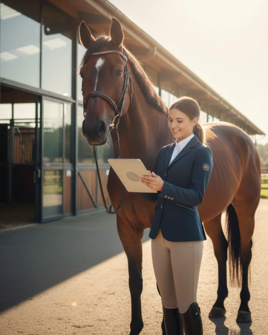 Chica usando gesthip software para hípicas